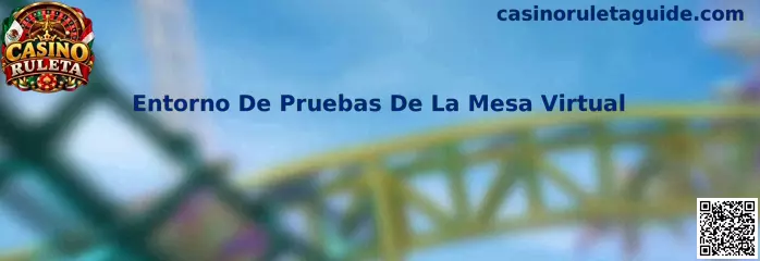 Representación del entorno de pruebas de una mesa virtual de ruleta con paño, controles y créditos de demostración